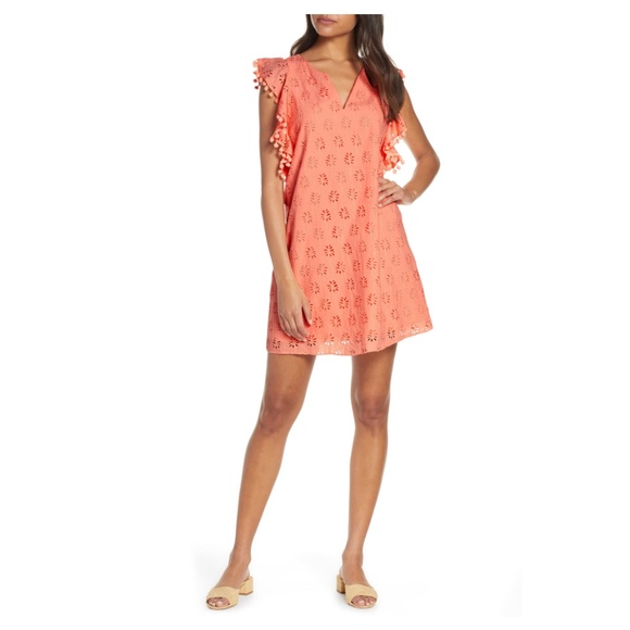 Lilly Pulitzer Dresses & Skirts - Lilly Pulitzer Astara Eyelet Pom Pom Sleeve Dress